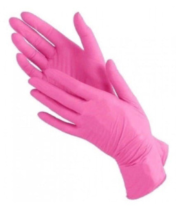 Перчатки нитриловые р-р S BENOVY, розовые, 50 пар