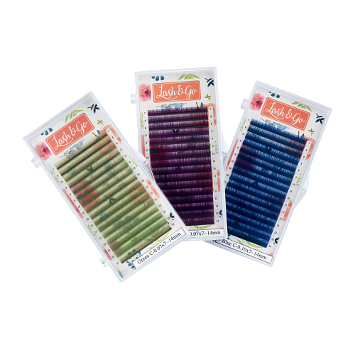 Цветные ресницы Lash&Go микс 0,10/D/7-14 mm &quot;Синий&quot; (16 линий)